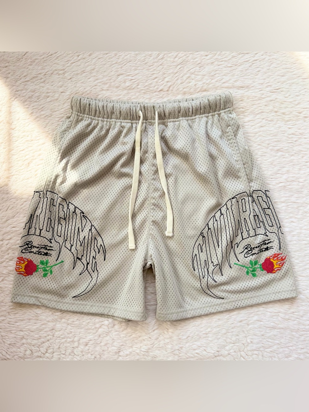 Civil Regime Rose In Claws Graphic Mesh Athletic Basketball Shorts Drawstring S